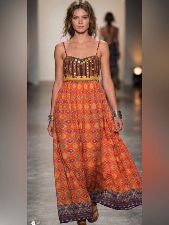 Denim & Supply Ralph Lauren Dresses & Skirts - Denim & Supply Ralph Lauren Orange Beaded Bohemian Maxi Dress